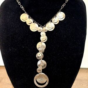 Vintage Silpada Sterling Silver 925  Round Discs "Y" Dangle Necklace